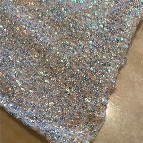 Sequin Mini Skirt size Small Champagne Sparkly Glitter Prom After Party - Picture 17 of 17